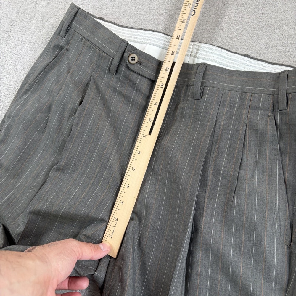 Kiton Napoli Pleated Dress Trouser Pants in Grey Multi Striped Wool Men 34x29 - Picture 15 of 15